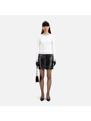 The Kooples Kadın Zımba Detaylı Bisiklet Yaka Beyaz Kazak