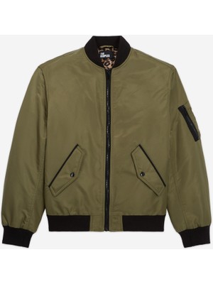 The Kooples Erkek Leopar Astarlı Haki Bomber Ceket