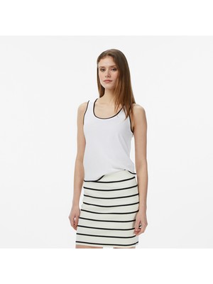Nautica Kadın Beyaz Slim Fit Kolsuz Triko T-Shirt