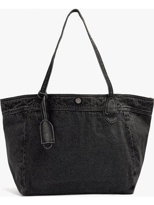 Parfois Kadın Charm'lı Denim Shopper Çanta