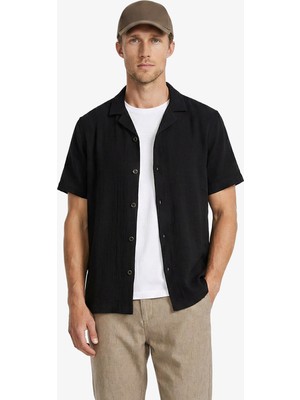 Nautica Erkek Siyah Regular Fit Kısa Kollu Gömlek