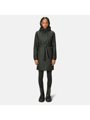 Rains Lohja Long Insulated Curve Jacket W3T2 Unisex Yeşil Yağmurluk