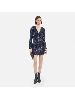 The Kooples Kadın Payetli Kadife Lacivert Elbise