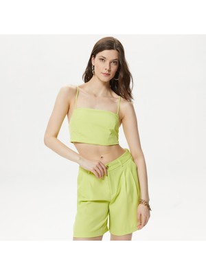 Only Onllaura Strap Tie Top Kadın Yeşil Bluz