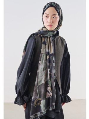 Fresh Scarfs Floral Fiesta Desen Rami Viskon Şal Siyah