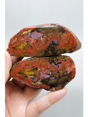 Healcrystal Canlı Jasper Kırmızı, Kırık Oker Sarısı ve Lavanta Leylak Siyah Deniz Akik