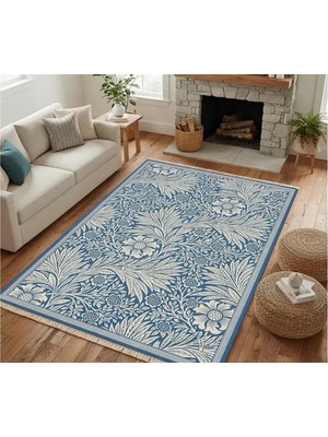 Vivense Mavi Yapraklar Dokuma Taban Halı, 569 Yng 120X180 cm