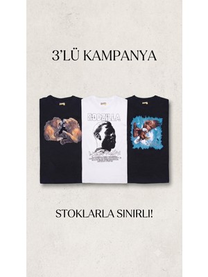 Freeyez 3 Lü Baskılı Ekonomik Tshirt 3ü Birarada