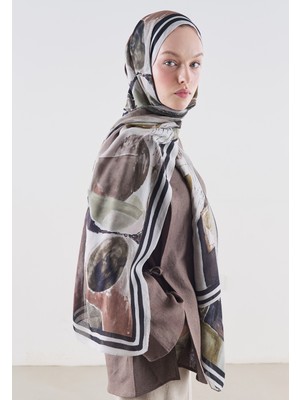 Fresh Scarfs Abstract Brush Desen Rami Viskon Şal Siyah