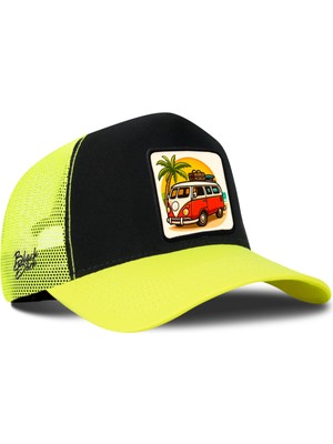 BlackBörk Karavan Logolu Neon-Siyah Trucker Şapka