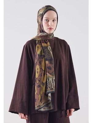 Fresh Scarfs Floral Fiesta Desen Rami Viskon Şal Kahve