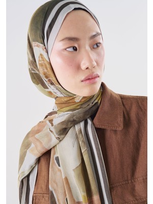 Fresh Scarfs Abstract Brush Desen Rami Viskon Şal Sahra