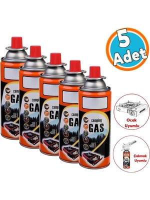 Kamp Gazı Bütan Propan Gaz Tüpü Portatif Ocak Kartuşu Tek Kullanımlık Pürmüz 400 ml 5 Adet