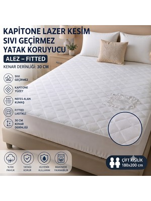 Truy Towel Lazer Baskı Kapitone Sıvıgecirmez Yatak Alezi 180X200 cm