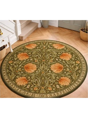Vivense Turuncu Çiçek Dokuma Taban Halı, 600 Yng 150X150 cm
