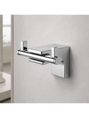Ikili Askılık Krom Duvara Monte Metal Çiftli Askı Banyo Mutfak Havlu Elbise Duvar Askısı Aparatı