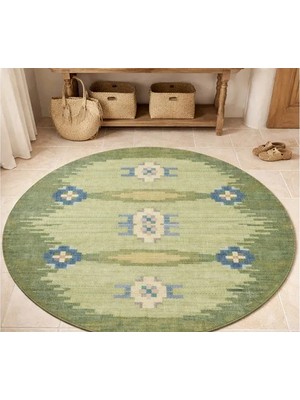 Vivense Yeşil Doğal Motif Dokuma Taban Halı, 597 Yng 150X150 cm