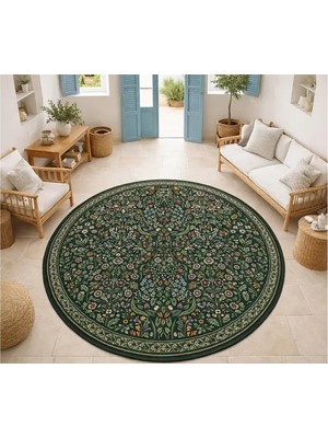 Vivense Yaprak Desenli Dokuma Taban Halı, 599 Yng 100X100 cm
