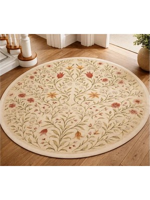 Vivense Bej Laleler Dokuma Taban Halı, 595 Yng 120X120 cm