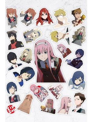 Zipzap Darling In The Franxx Anime Telefon Laptop Bullet Journal Yapışkanlı Folyo Sticker Paketi (23 Adet)
