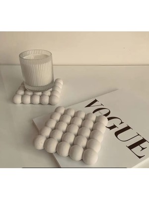 Karra Art Beton Buble Baloncuk Bardak Altlığı Mum Tabağı 2 Li