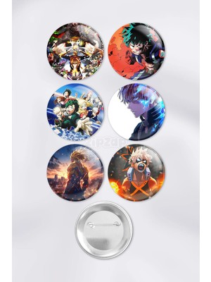 Zipzap My Hero Academia Boku No Hero Academia Çanta Süsü Rozet Iğneli Buton Rozet Seti (6 Adet)