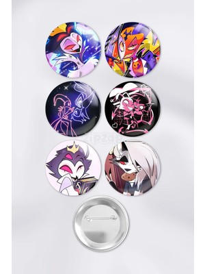 Zipzap Helluva Boss Stolas Blitz Anime Animasyon Çanta Süsü Rozet Iğneli Buton Rozet Seti (6 Adet)