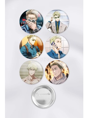 Zipzap Kento Nanami Jujutsu Kaisen Çanta Süsü Rozet Iğneli Buton Rozet Seti (6 Adet)