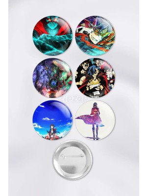 Zipzap Tengen Toppa Gurren Lagann Çanta Süsü Rozet Iğneli Buton Rozet Seti (6 Adet)