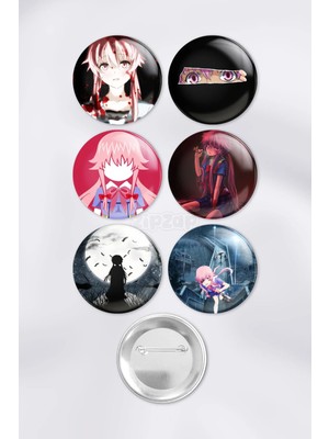 Zipzap Mirai Nikki Çanta Süsü Rozet Iğneli Buton Rozet Seti (6 Adet)
