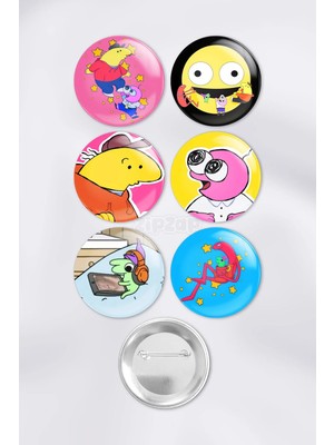 Zipzap Smiling Friends Anime Animasyon Çanta Süsü Rozet Iğneli Buton Rozet Seti (6 Adet)