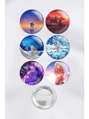 Zipzap Your Lie In April Shigatsu Wa Kimi No Uso Çanta Süsü Rozet Iğneli Buton Rozet Seti (6 Adet)