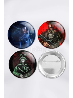 Zipzap Call Of Duty Video Oyun Bilgisayar Oyunu Çanta Süsü Rozet Iğneli Buton Rozet Seti (3 Adet)