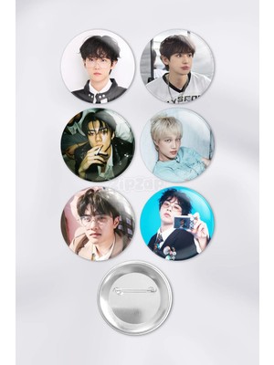 Zipzap Exo Çanta Süsü Rozet Iğneli Buton Rozet Seti (6 Adet) Baekhyun Chanyeol Sehun Kai D.o. Xiumin