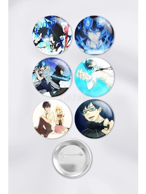 Zipzap Ao No Exorcist Blue Exorcist Çanta Süsü Rozet Iğneli Buton Rozet Seti (6 Adet)