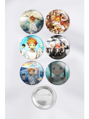 Zipzap Yakusoku No Neverland The Promised Neverland Çanta Süsü Rozet Iğneli Buton Rozet Seti (6 Adet)