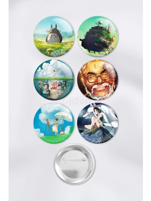 Zipzap Miyazaki Çanta Süsü Rozet Iğneli Buton Rozet Seti (6 Adet)