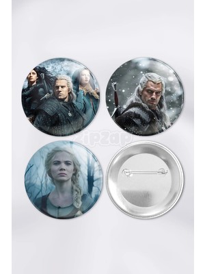 Zipzap The Witcher Geralt Yennefer Dizi Çanta Süsü Iğneli Buton Rozet Seti (3 Adet)