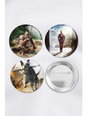 Zipzap Farcry Video Oyun Bilgisayar Oyunu Çanta Süsü Rozet Iğneli Buton Rozet Seti (3 Adet)