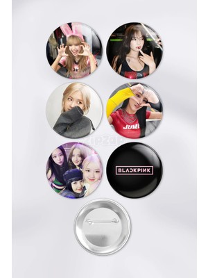 Zipzap Blackpınk Çanta Süsü Rozet Iğneli Buton Rozet Seti (6 Adet) Lisa Jennie Rosé Jisoo