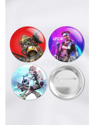 Zipzap Apex Legends Video Oyun Bilgisayar Oyunu Çanta Süsü Rozet Iğneli Buton Rozet Seti (3 Adet)