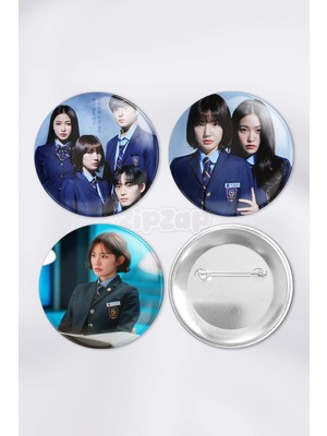 Zipzap Bitc H x Rich K Drama Kdrama Çanta Süsü Rozet Iğneli Buton Rozet Seti (3 Adet)