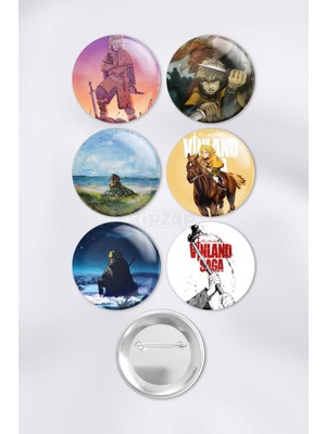Zipzap Vinland Saga Çanta Süsü Rozet Iğneli Buton Rozet Seti (6 Adet)