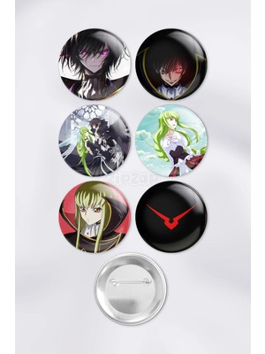 Zipzap Code Geass Çanta Süsü Rozet Iğneli Buton Rozet Seti (6 Adet)