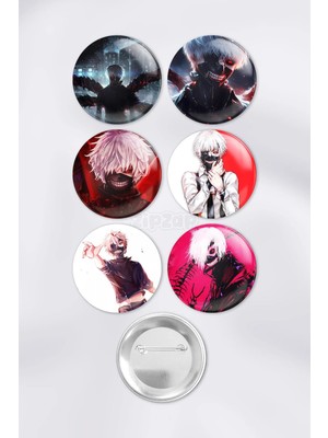 Zipzap Tokyo Ghoul Çanta Süsü Rozet Iğneli Buton Rozet Seti (6 Adet)