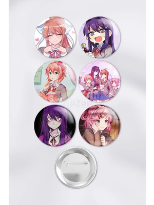 Zipzap Ddlc Doki Doki Literature Club Video Oyun Çanta Süsü Rozet Iğneli Buton Rozet Seti (6 Adet)