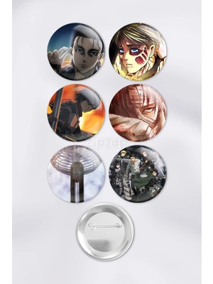 Zipzap Attack On Titan Shingeki No Kyojin Çanta Süsü Rozet Iğneli Buton Rozet Seti (6 Adet)