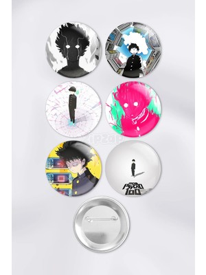 Zipzap Mob Psycho 100 Çanta Süsü Rozet Iğneli Buton Rozet Seti (6 Adet)