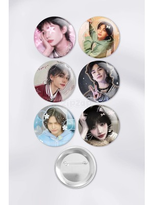 Zipzap Hyunjin Stray Kids Kpop Çanta Süsü Rozet Iğneli Buton Rozet Seti (6 Adet)
