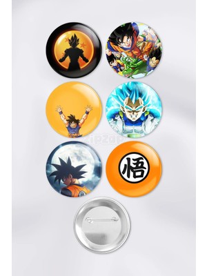 Zipzap Dragon Ball Çanta Süsü Rozet Iğneli Buton Rozet Seti (6 Adet)